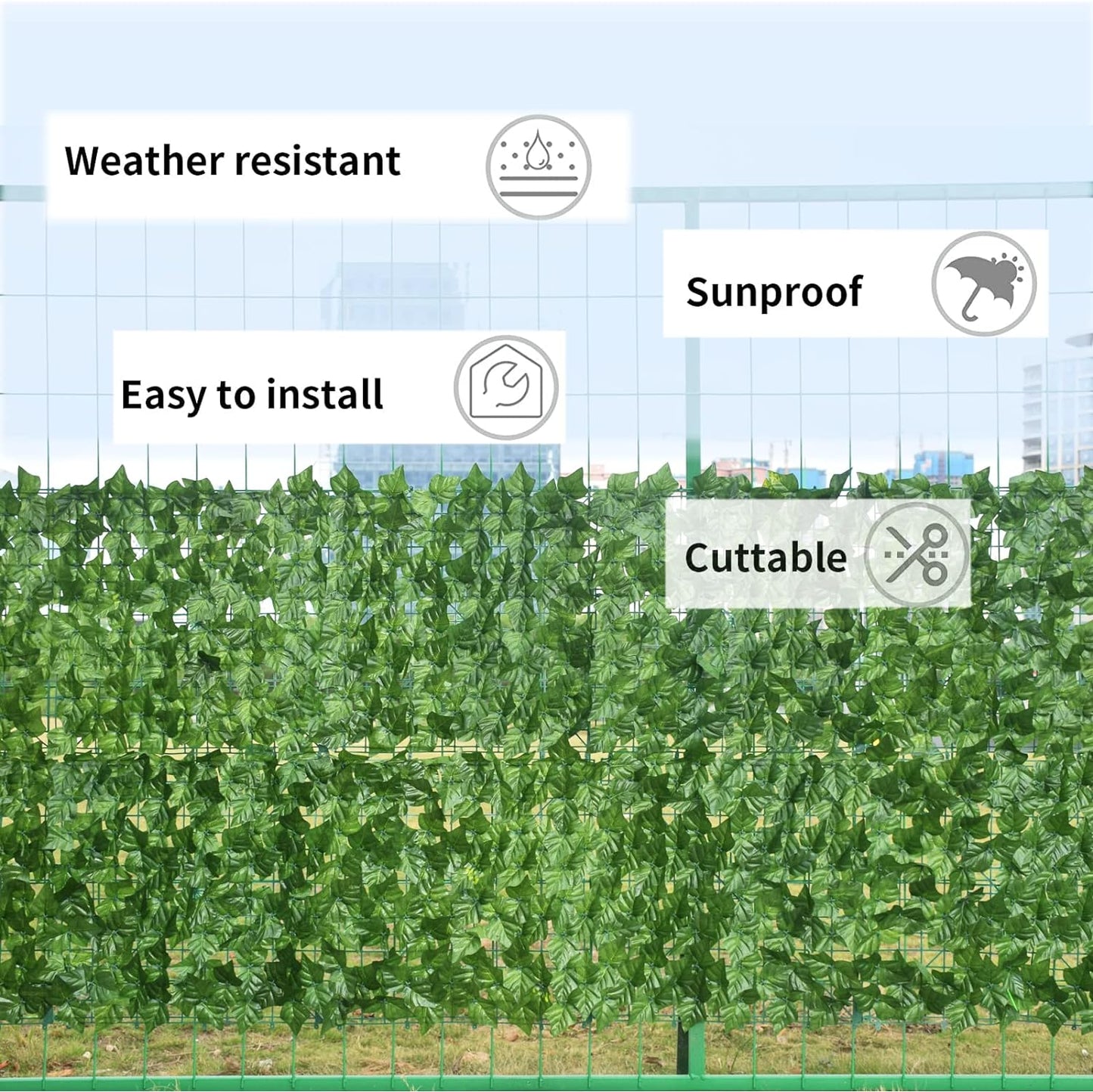 118x39.4in Artificial Hedges Fence,Artificial Greenery Backdrop,Artificial Ivy Privacy Fence and Faux Ivy Vine Leaf Decoration for Outdoor Garden DecorScreen.